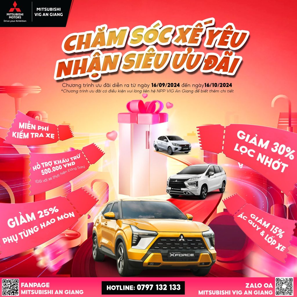 🚗 CHĂM SÓC XẾ YÊU – NHẬN SIÊU ƯU ĐÃI TỪ MITSUBISHI VIG AN GIANG 🚗