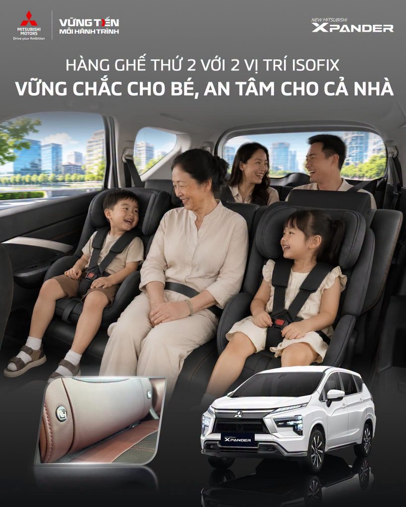 HÀNG GHẾ THỨ 2 VỚI 2 VỊ TRÍ ISOFIX – VỮNG CHẮC CHO BÉ, AN TÂM CHO CẢ NHÀ