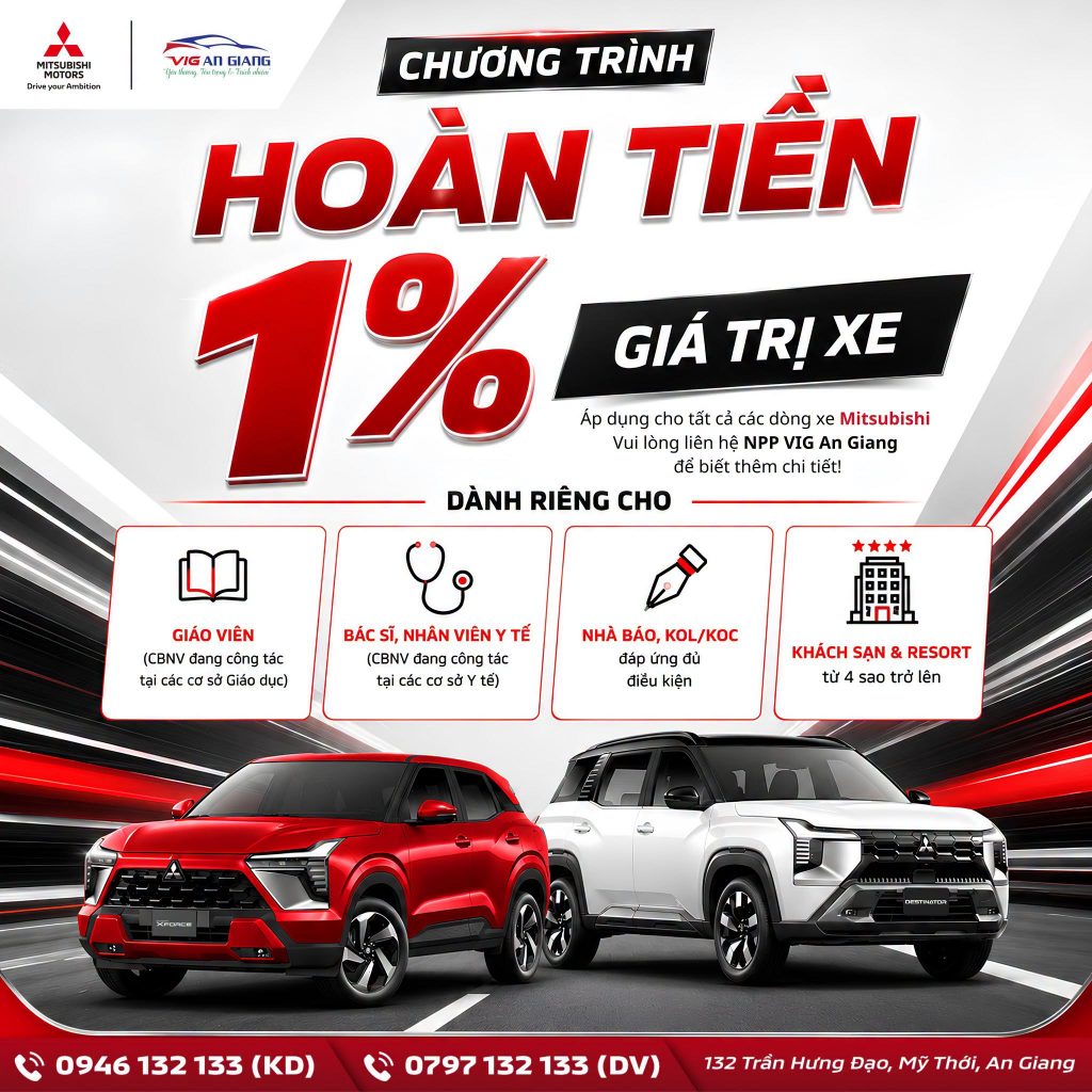 🎉 HOÀN TIỀN 1% GIÁ TRỊ XE – ƯU ĐÃI TRI ÂN KHÁCH HÀNG ĐẶC BIỆT 🤩